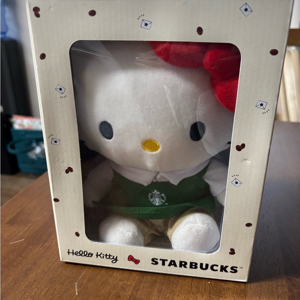 Starbucks Hello Kitty Plush with Red Bow and Green Apron